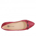 Woman's pointy-toe ballerina with metallic accessory in maroon suede heel 2 - Available sizes:  32, 33, 34, 35, 42, 43, 44, 45, 46