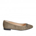 Ballerina da donna a punta con accessorio metallico in camoscio verde oliva tacco 2 - Misure disponibili: 32, 33, 34, 35, 42, 43, 44, 45, 46