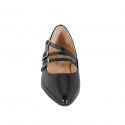 Bailarina Mary Jane a punta con tres cinturones en charol de color negro tacon 2 - Tallas disponibles:  33, 34, 35, 42, 43, 44, 45