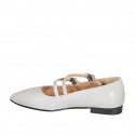 Mary Jane pointy-toe ballerina with double straps in light grey patent leather heel 2 - Available sizes:  33, 35, 42, 43, 44, 46
