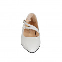 Ballerina Mary Jane a punta con doppio cinturino in vernice grigio chiaro tacco 2 - Misure disponibili: 33, 35, 42, 43, 44, 46