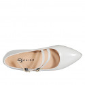 Bailarina Mary Jane a punta con doble cinturones en charol de color gris claro tacon 2 - Tallas disponibles:  33, 35, 42, 43, 44, 46