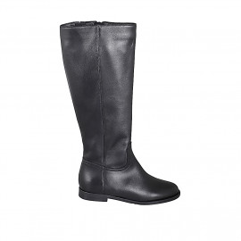 Bottes pour femmes au épuré avec petit elastique et fermeture éclair en cuir noir talon 2 - Pointures disponibles:  33, 34, 35, 42, 43, 44, 45, 46