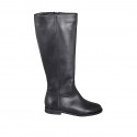 Bottes pour femmes au épuré avec petit elastique et fermeture éclair en cuir noir talon 2 - Pointures disponibles:  33, 34, 35, 42, 43, 44, 45, 46