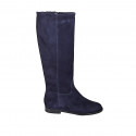 Stivale da donna liscio con cerniera e piccolo elastico in camoscio blu tacco 2 - Misure disponibili: 33, 34, 35, 42, 43, 44, 45, 46