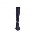 Stivale da donna liscio con cerniera e piccolo elastico in camoscio blu tacco 2 - Misure disponibili: 33, 34, 35, 42, 43, 44, 45, 46