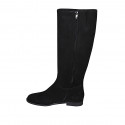 Bottes pour femmes au aspect épuré avec petit elastique et fermeture éclair en daim noir talon 2 - Pointures disponibles:  33, 34, 35, 42, 43, 44, 45, 46