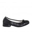 Ballerina da donna con puntale e fiocco in pelle nera tacco 2 - Misure disponibili: 32, 33, 42, 43