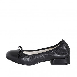 Ballerine pour femmes en cuir noir avec noeud et bout droit talon 2 - Pointures disponibles:  32, 33, 42, 43 2