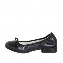 Ballerina da donna con puntale e fiocco in pelle nera tacco 2 - Misure disponibili: 32, 33, 42, 43