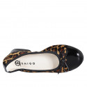 Woman's ballerina shoe with spotted haircalf, captoe and bow and black patent leather heel 2 - Available sizes:  32, 33, 34, 35, 44