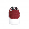 Sneaker stringata da donna con plantare estraibile in camoscio bordeaux e tessuto nero zeppa 4 - Misure disponibili: 32, 33, 34, 42, 43, 44, 45, 46