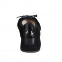 Woman's pointy ballerina with bow and captoe in black suede and patent leather heel 2 - Available sizes:  32, 33, 34, 35, 42, 43, 45