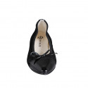 Woman's pointy ballerina with bow and captoe in black suede and patent leather heel 2 - Available sizes:  32, 33, 34, 35, 42, 43, 45