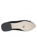 Ballerina da donna a punta con fiocco e puntale in camoscio e vernice nera tacco 2 - Misure disponibili: 32, 33, 34, 35, 42, 43, 45