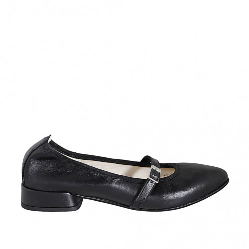 Mary Jane Ballerine à bout pointu pour femmes en cuir noir talon 2 - Pointures disponibles:  32, 33, 35, 42, 43, 44, 45, 46