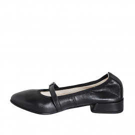 Mary Jane Ballerine à bout pointu pour femmes en cuir noir talon 2 - Pointures disponibles:  32, 33, 35, 42, 43, 44, 45, 46 2