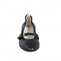 Ballerina Mary Jane a punta da donna in pelle nera tacco 2 - Misure disponibili: 32, 33, 35, 42, 43, 44, 45, 46