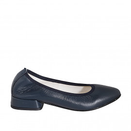 Ballerina da donna a punta in pelle blu tacco 2 - Misure disponibili: 32, 33, 35, 42, 43, 45, 46