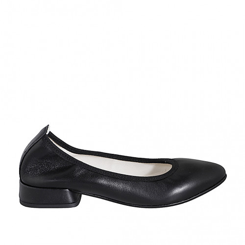 Ballerina da donna a punta in pelle nera tacco 2 - Misure disponibili: 32, 33, 34, 35, 42, 43