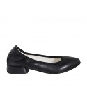Woman's pointy-toe ballerina in black leather heel 2 - Available sizes:  32, 33, 34, 35, 42, 43