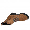 Woman's laced ankle-high boot with double buckles and inner zipper in brown suede heel 5 - Available sizes:  32, 33, 35, 42, 43, 44, 45, 46