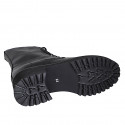 Stivaletto stringato anfibio da donna con cerniera interna in pelle nera tacco 5 - Misure disponibili: 32, 33, 35, 43, 44, 45, 46