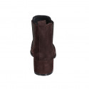 Woman's ankle-high boot with pointy toe with elastic bands in dark brown suede heel 5 - Available sizes:  32, 33, 34, 35, 42, 43, 44, 45, 46