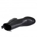 Bottines pour femmes en cuir noir avec fermetures éclair, goujon et bout rondu talon 5 - Pointures disponibles:  32, 33, 34, 35, 42, 43, 44, 45