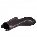 Bottines pour femmes en cuir marron foncé avec fermetures éclair, goujon et bout rondu talon 5 - Pointures disponibles:  32, 33, 35, 42, 43, 44, 45