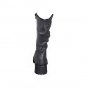 Botte pour femme avec fermeture èclair intèrieure en cuir noir froncè talon 5 - Pointures disponibles:  32, 33, 34, 35, 42, 43, 44