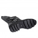 Stivale da donna con doppia fibbia e borchie in pelle nera tacco 3 - Misure disponibili: 33, 34, 35, 42, 43, 44, 46