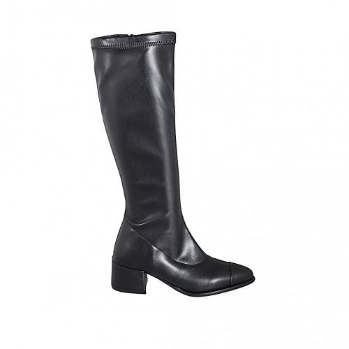 Botas para mujer en piel elastica negra con puntera tacon 4 - Tallas disponibles:  32, 33, 34, 35, 43, 44, 45