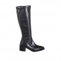 Woman's boot in black elastic leather with and captoe heel 4 - Available sizes:  32, 33, 34, 35, 43, 44, 45