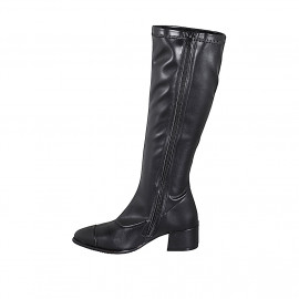 Botas para mujer en piel elastica negra con puntera tacon 4 - Tallas disponibles:  32, 33, 34, 35, 43, 44, 45 2