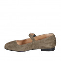 Ballerina Mary Jane da donna con cinturino e punta squadrata in camoscio verde tacco 2 - Misure disponibili: 33, 35, 42, 43, 44, 46