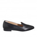 Woman's pointy loafer in black leather with heel 2 - Available sizes:  34, 35, 42, 43, 44, 45, 46