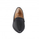 Woman's pointy loafer in black leather with heel 2 - Available sizes:  34, 35, 42, 43, 44, 45, 46