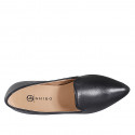 Mocasin à bout pointu pour femmes en cuir noir avec talon 2 - Pointures disponibles:  34, 35, 42, 43, 44, 45, 46