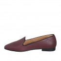 Woman's pointy mocassin in maroon leather and black edges heel 2 - Available sizes:  33, 35, 42, 43, 44, 45, 46