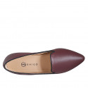 Mocassino a punta da donna in pelle bordeaux e bordi neri tacco 2 - Misure disponibili: 33, 35, 42, 43, 44, 45, 46