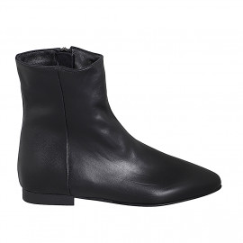 Bottines pour femmes à bout pointu avec zip intérieur en cuir noir talon 2 - Pointures disponibles:  33, 34, 35, 42, 43, 44, 45