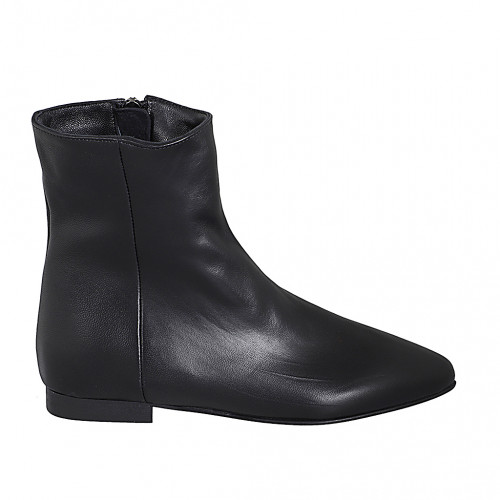 Bottines pour femmes à bout pointu avec zip intérieur en cuir noir talon 2 - Pointures disponibles:  33, 34, 35, 42, 43, 44, 45