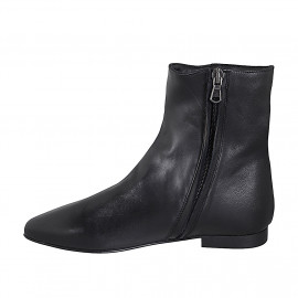 Bottines pour femmes à bout pointu avec zip intérieur en cuir noir talon 2 - Pointures disponibles:  33, 34, 35, 42, 43, 44, 45 2