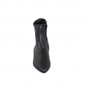 Woman's ankle-high boot with pointy toe with inner zip in black leather heel 2 - Available sizes:  33, 34, 35, 42, 43, 44, 45