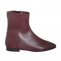 Stivaletto a punta da donna con cerniera interna in pelle bordeaux con tacco 2 - Misure disponibili: 33, 34, 35, 42, 43, 44, 45