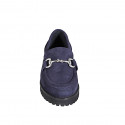 Mocassino da donna con accessorio in camoscio blu con tacco 3 - Misure disponibili: 32, 33, 34, 35, 42, 43, 44, 45, 46