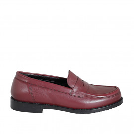 Mocassin pour femmes en cuir bordeaux talon 2 - Pointures disponibles:  32, 33, 34, 35, 42, 43, 44, 45, 46