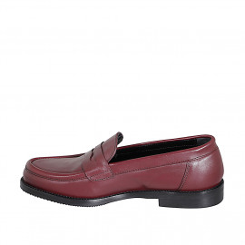 Mocassin pour femmes en cuir bordeaux talon 2 - Pointures disponibles:  32, 33, 34, 35, 42, 43, 44, 45, 46 2