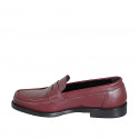 Mocassin pour femmes en cuir bordeaux talon 2 - Pointures disponibles:  32, 33, 34, 35, 42, 43, 44, 45, 46
